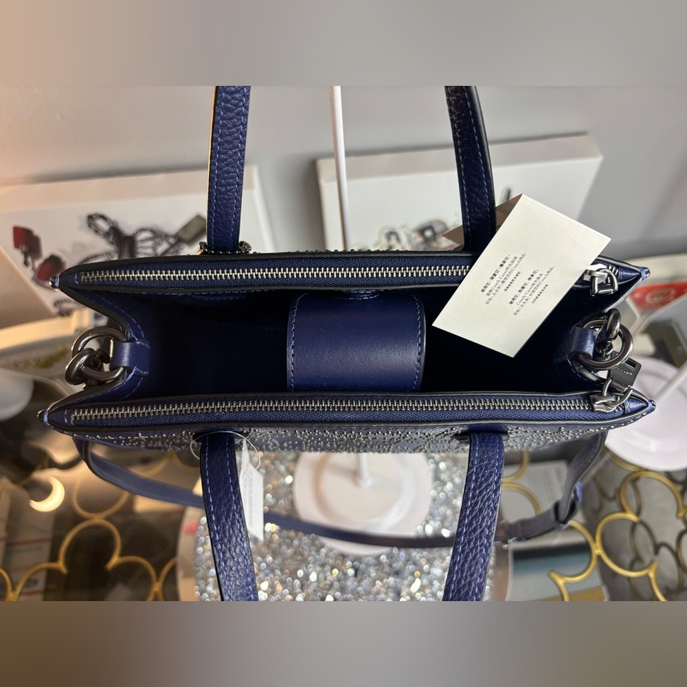 Coach Blue Textured Crossbody Bag with Adjustable Strap - Picture 6 of 15